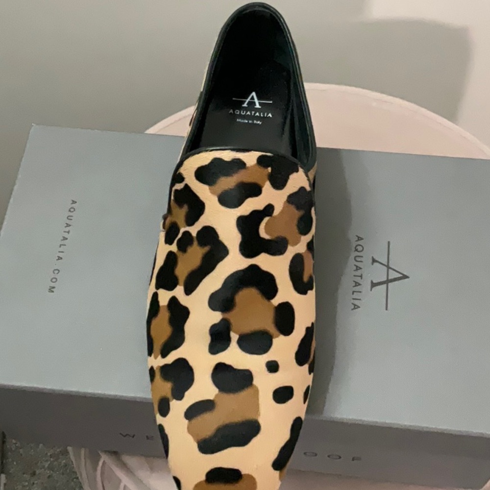 Aquatalia Leather Reva Loafer in Leopard - Picture 2 of 7